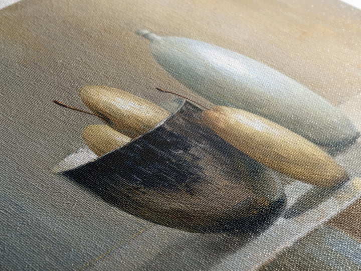 Elegant Pear Still Life on Linen Canvas Print, Hotel Art, City Wall Art, Hotel Decor, Abstract Art, Boutique, Minimalist Decor, HOT-3x1-85