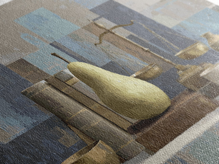 Elegant Pear Still Life on Linen Canvas Print, Hotel Art, Neutral Decor, Hotel Decor, Fine Art, Boutique, Home Decor, HOT-3x2-49