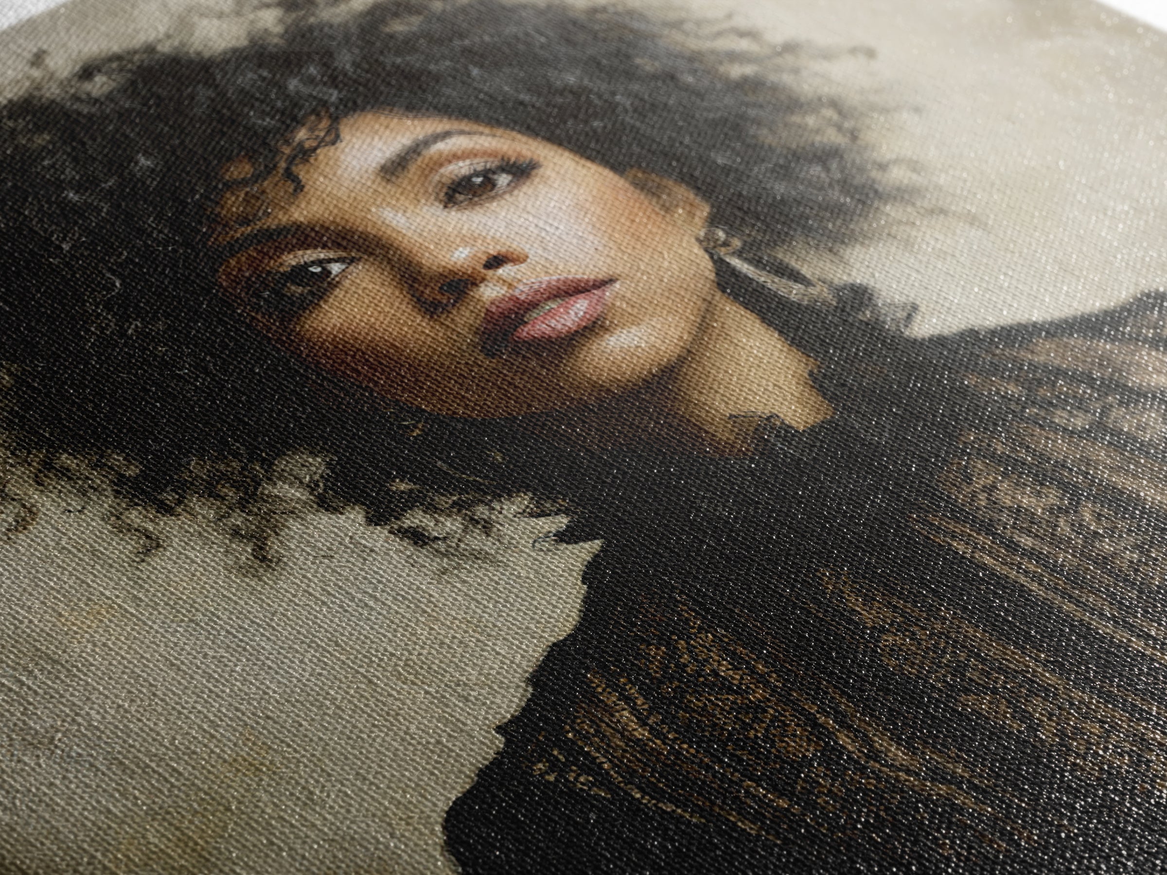 Curly Hair Portrait Canvas Print, Hair Salon Art, Minimalist Wall Art, Living Room Decor, Oil Painting, Style, Hair Stylist, HSA-1x1-15