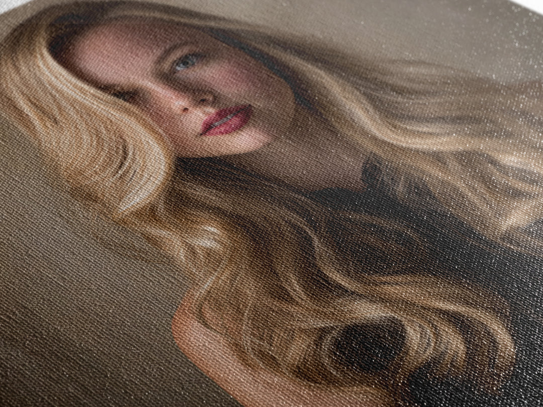 Blonde Waves Painted Framed Canvas Print, Hair Salon Art, Luxury Decor, Living Room Decor, Fine Art, Style, Printable Wall Art, HSA-1x1-40