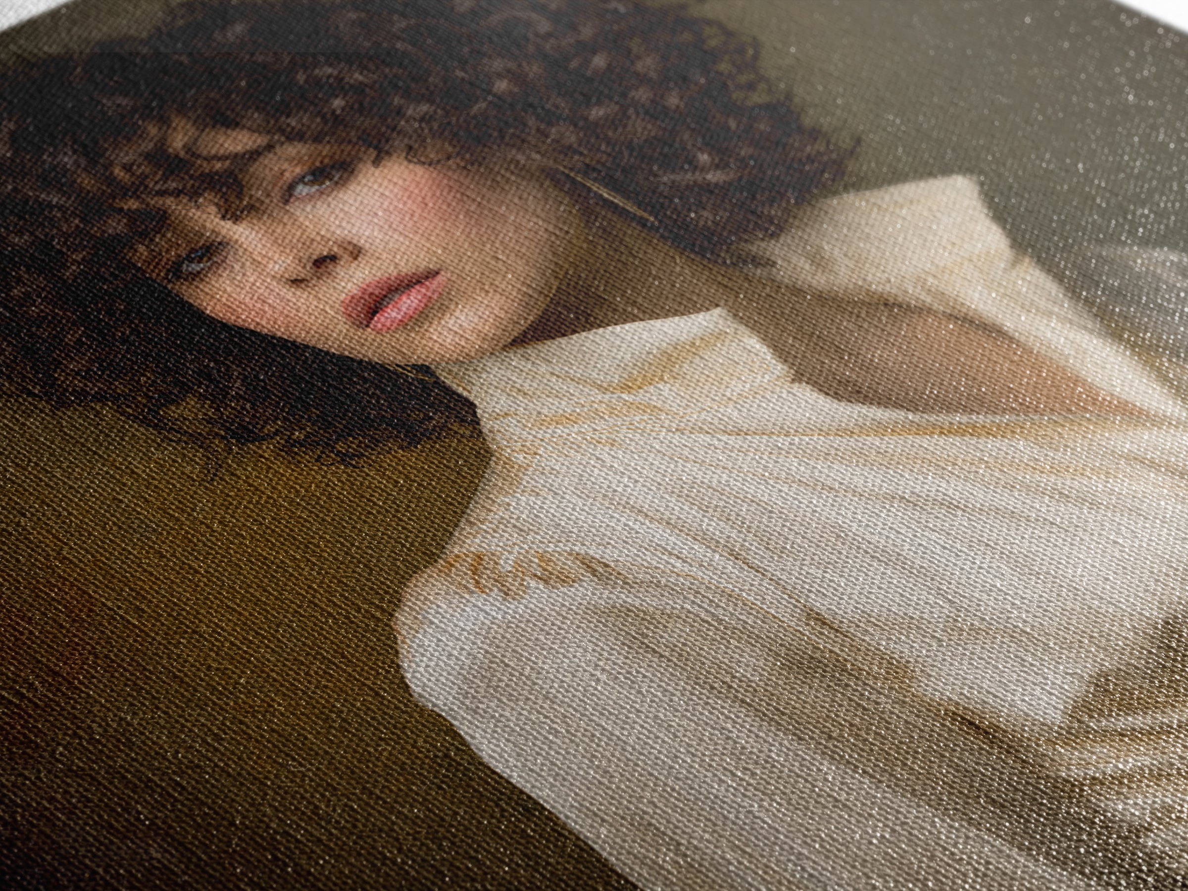 Curly Hair Portrait Canvas Print, Hair Salon Art, Statement Artwork, Living Room Decor, Fine Art, Style, Digital Prints, HSA-1x1-87