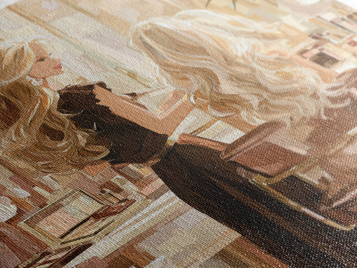 Blonde Waves Painted Framed Canvas Print, Hair Salon Art, Textured Painting, Living Room Decor, Fine Art, Style, Black Art, HSA-1x1-88