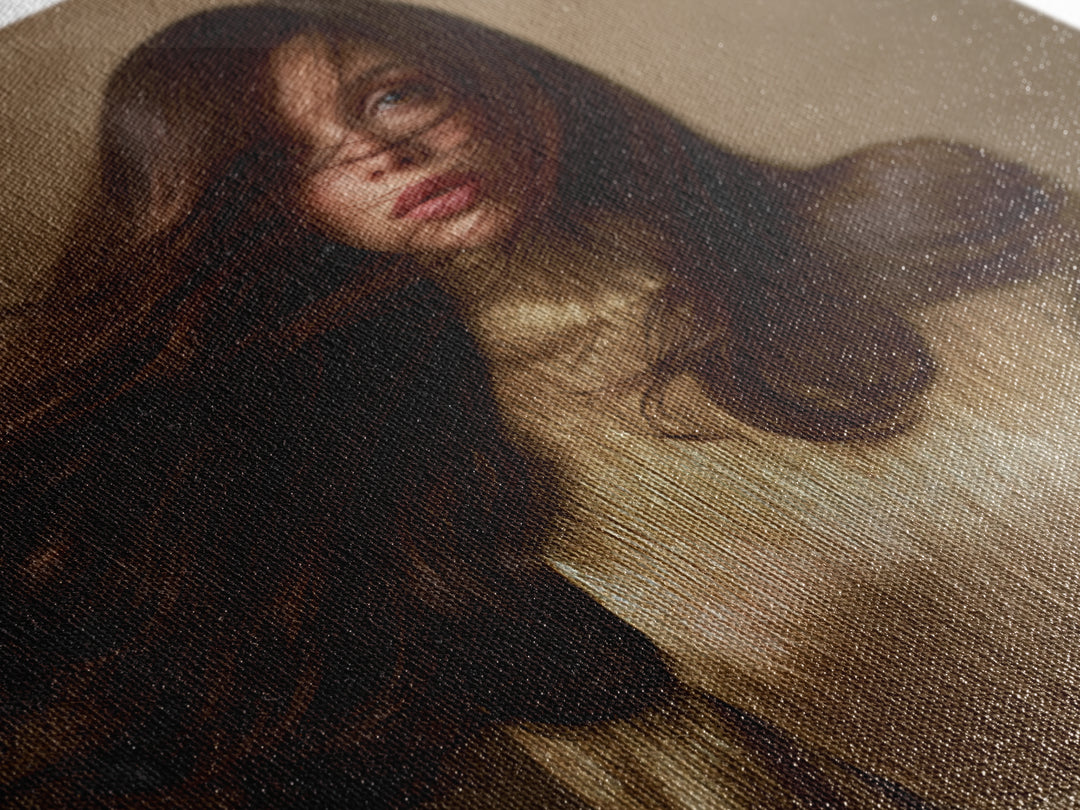 Fashion Portrait with Flowing Glossy Hair Canvas Print, Hair Salon Art, Wall Art, Living Room Decor, Fine Art, Style, HSA-1x1-97