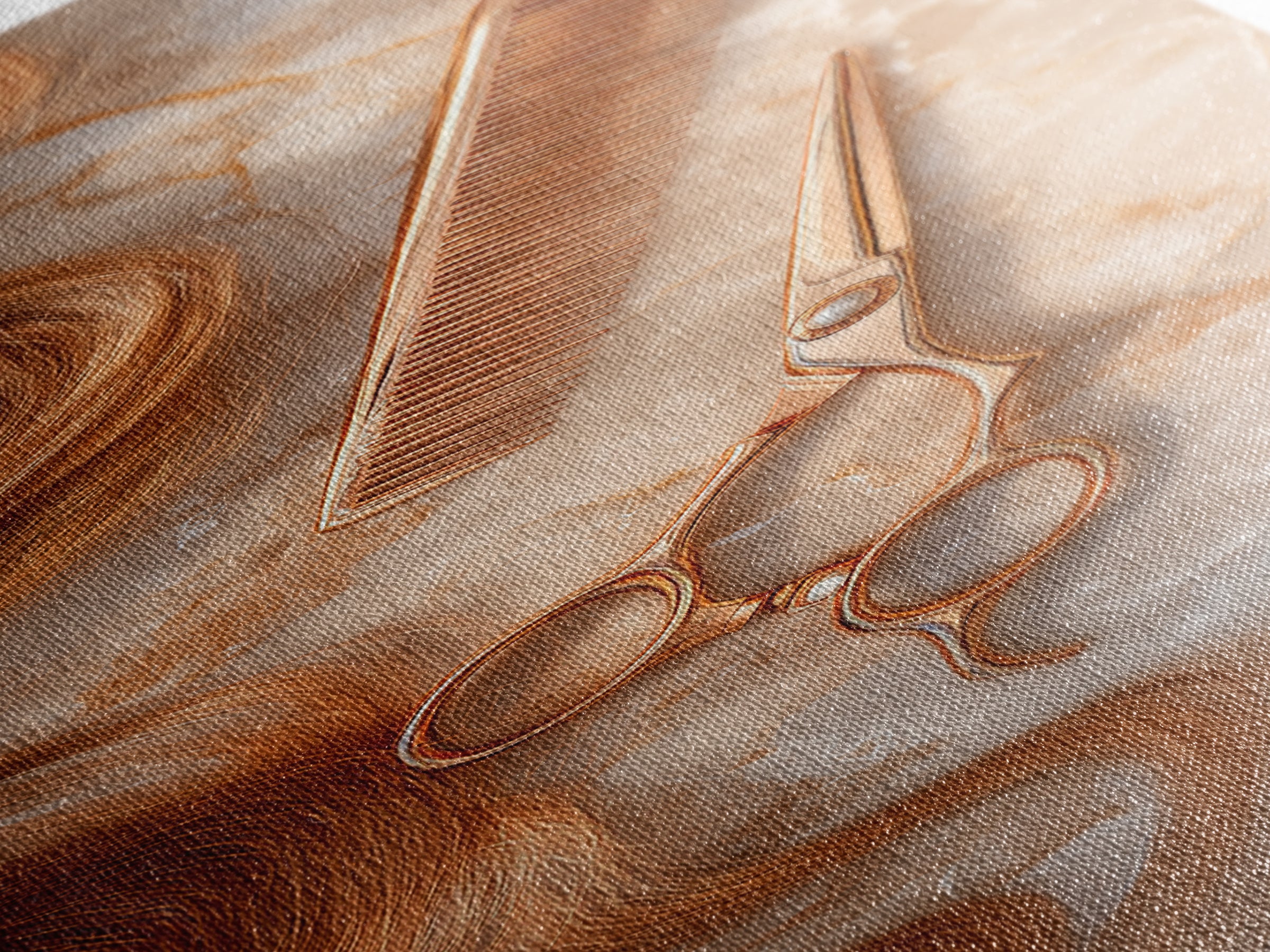 Gold Scissors and Comb Still Life on Canvas Print, Hair Salon Art, Salon Sign, Living Room Decor, Fine Art, Style, Luxury Decor, HSA-1x3-14