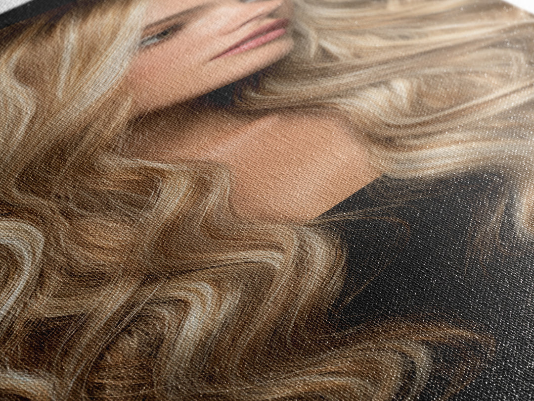 Blonde Waves Painted Canvas Print, Hair Salon Art, Room Decor, Living Room Decor, Fine Art, Style, Metal Wall Art, Black Art, HSA-1x3-28