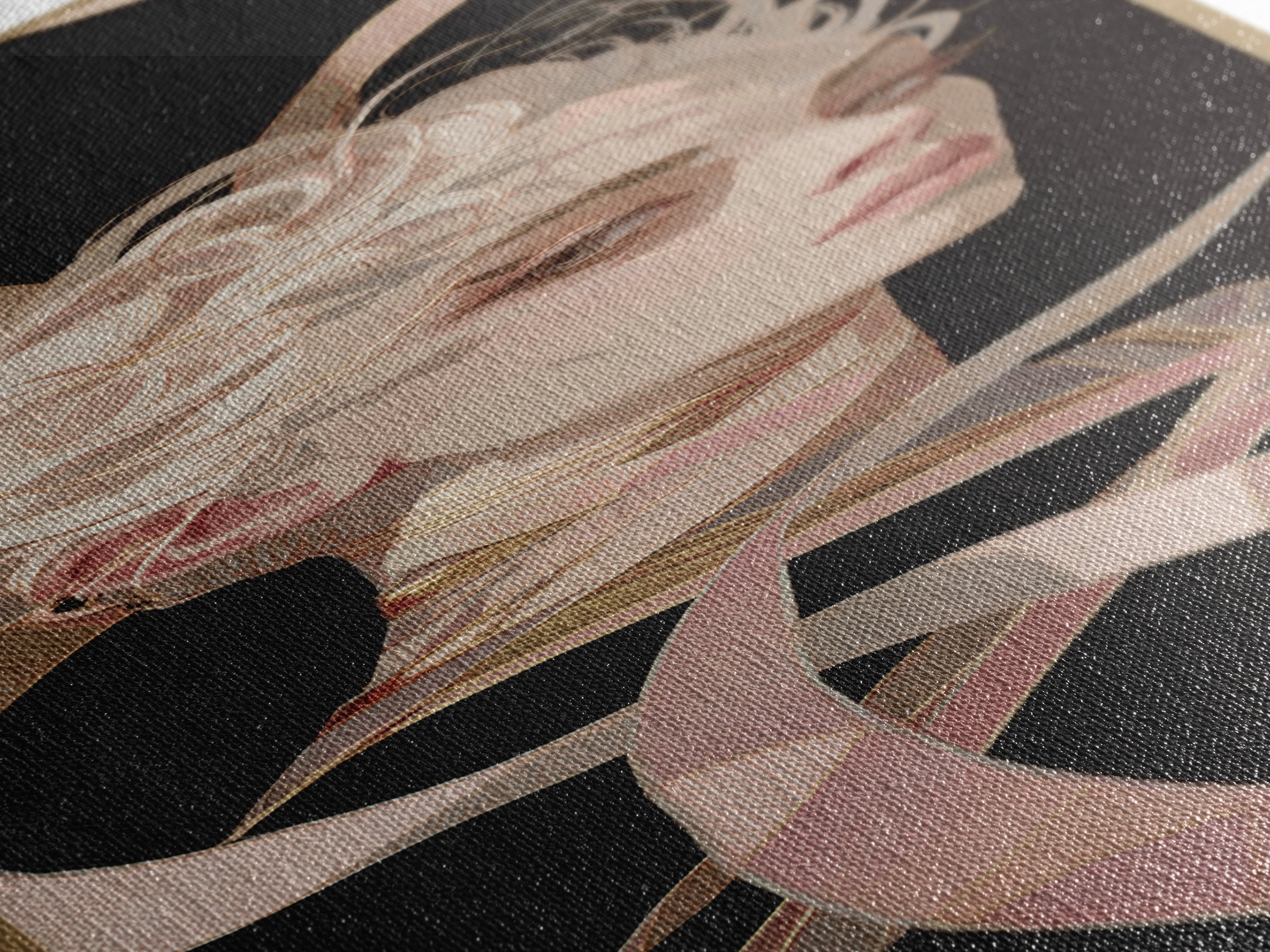 Hair Strands Turning into Abstract Ribbons Canvas Print, Hair Salon Art, Black Wall Art, Living Room Decor, Fine Art, Style, HSA-1x3-33