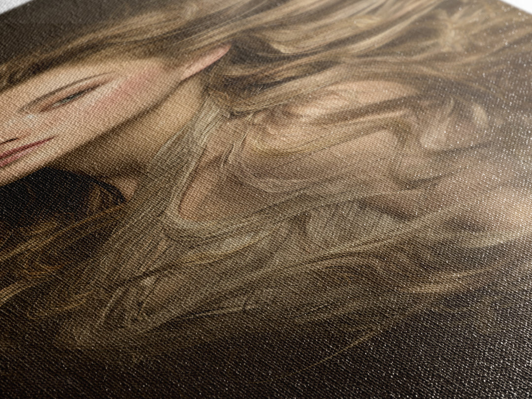 Fashion Portrait with Flowing Glossy Hair Canvas Print, Hair Salon Art, Fine Art Print, Living Room Decor, Fine Art, Style, HSA-1x3-37