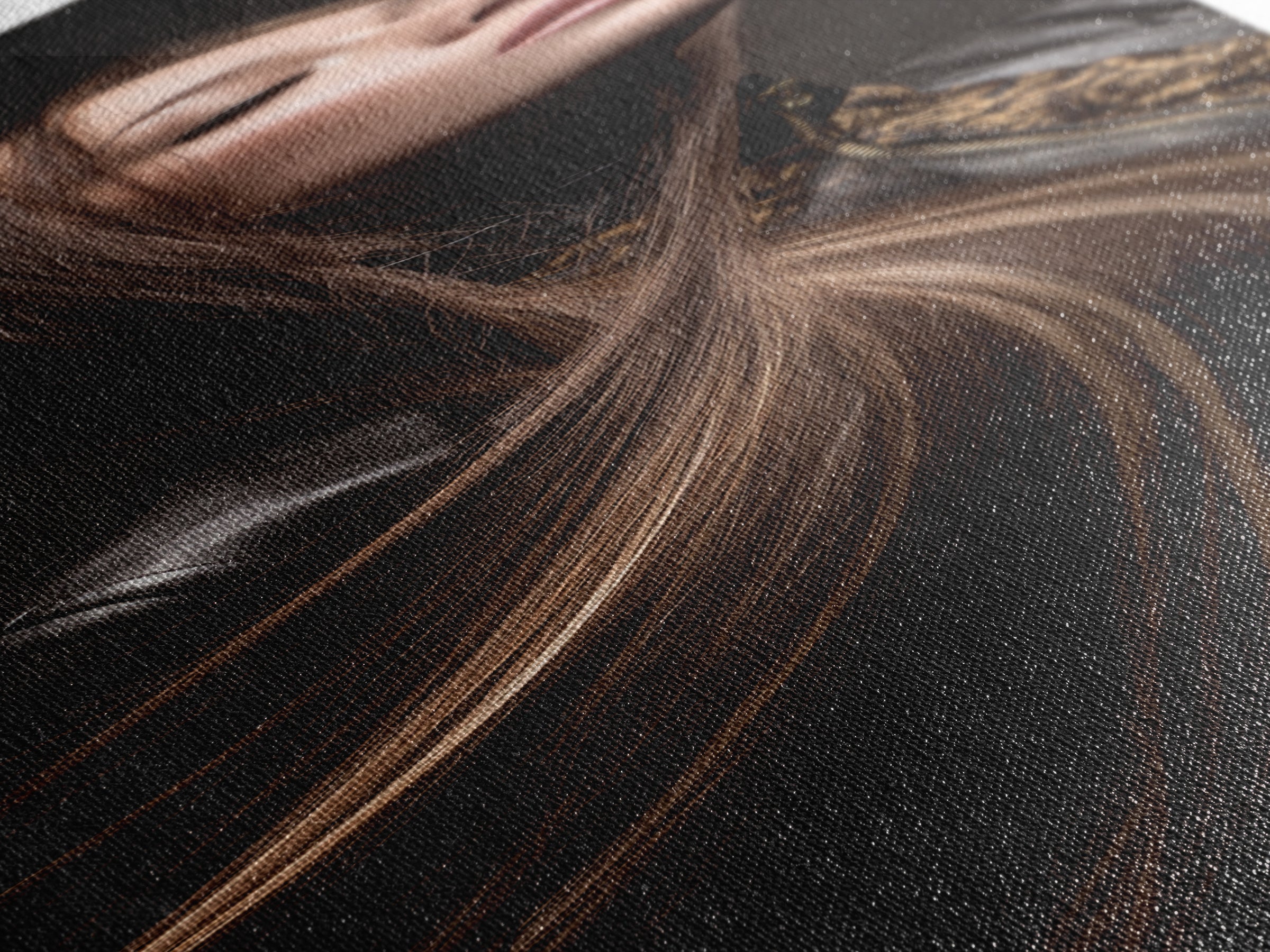 Fashion Portrait with Flowing Glossy Hair Canvas Print, Hair Salon Art, Art, Living Room Decor, Oil Painting, Style, HSA-1x3-85