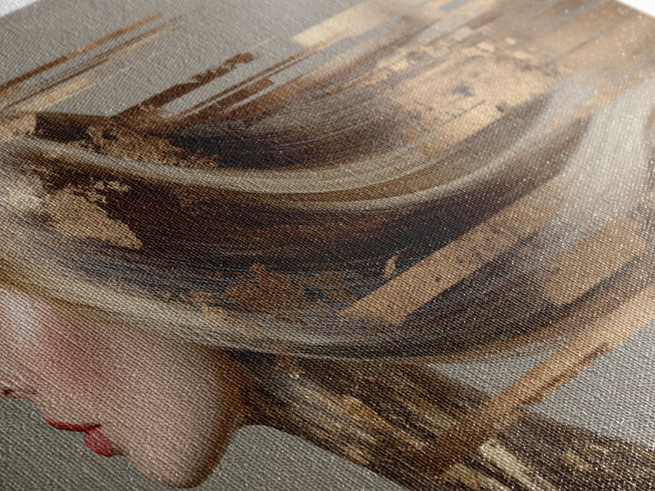 Fashion Portrait with Flowing Glossy Hair Canvas Print, Hair Salon Art, Modern Art, Living Room Decor, Fine Art, Style, HSA-2x1-93
