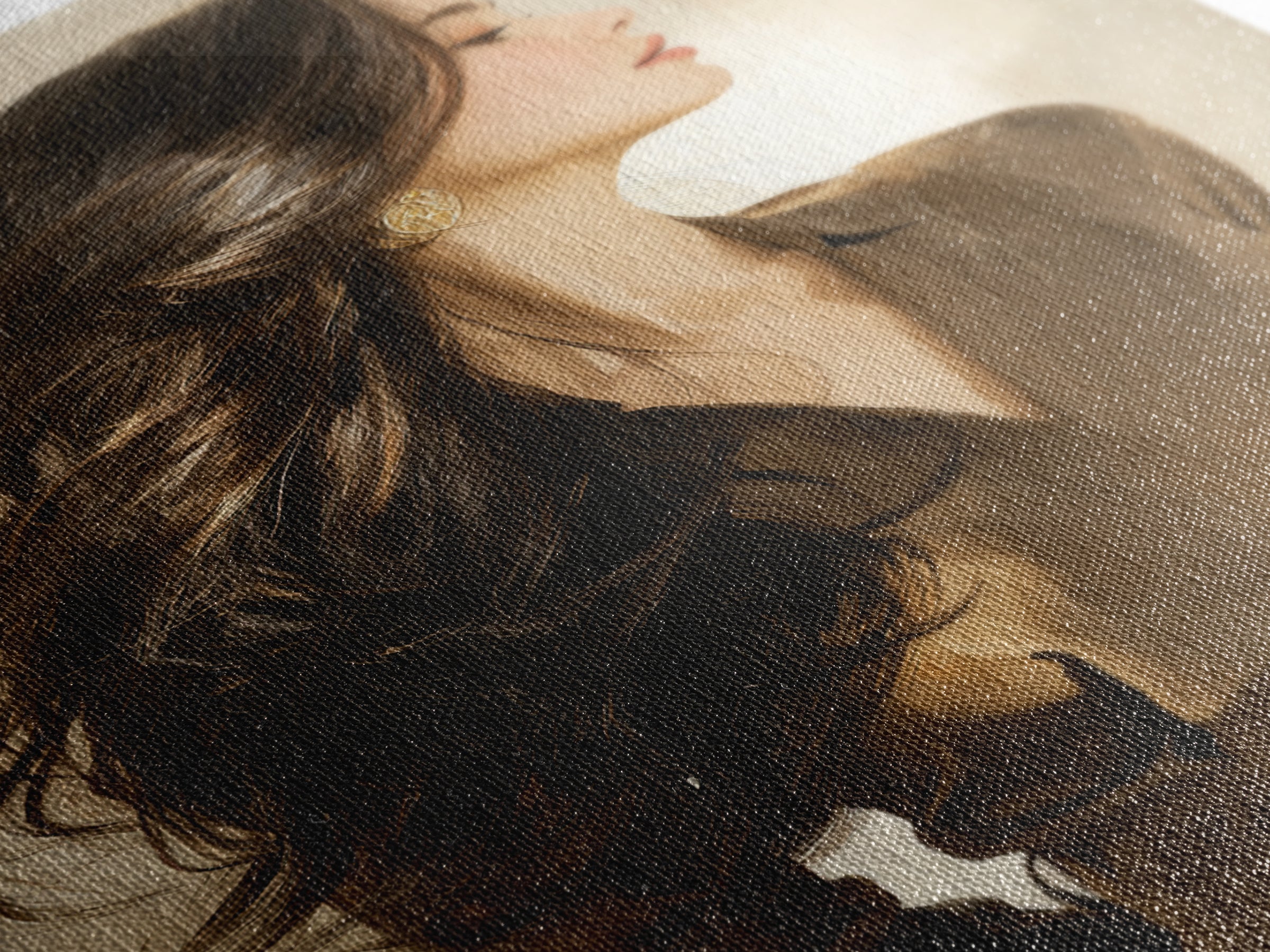 Fashion Portrait with Flowing Glossy Hair Canvas Print, Hair Salon Art, African American Art, Living Room Decor, Style, HSA-2x3-57