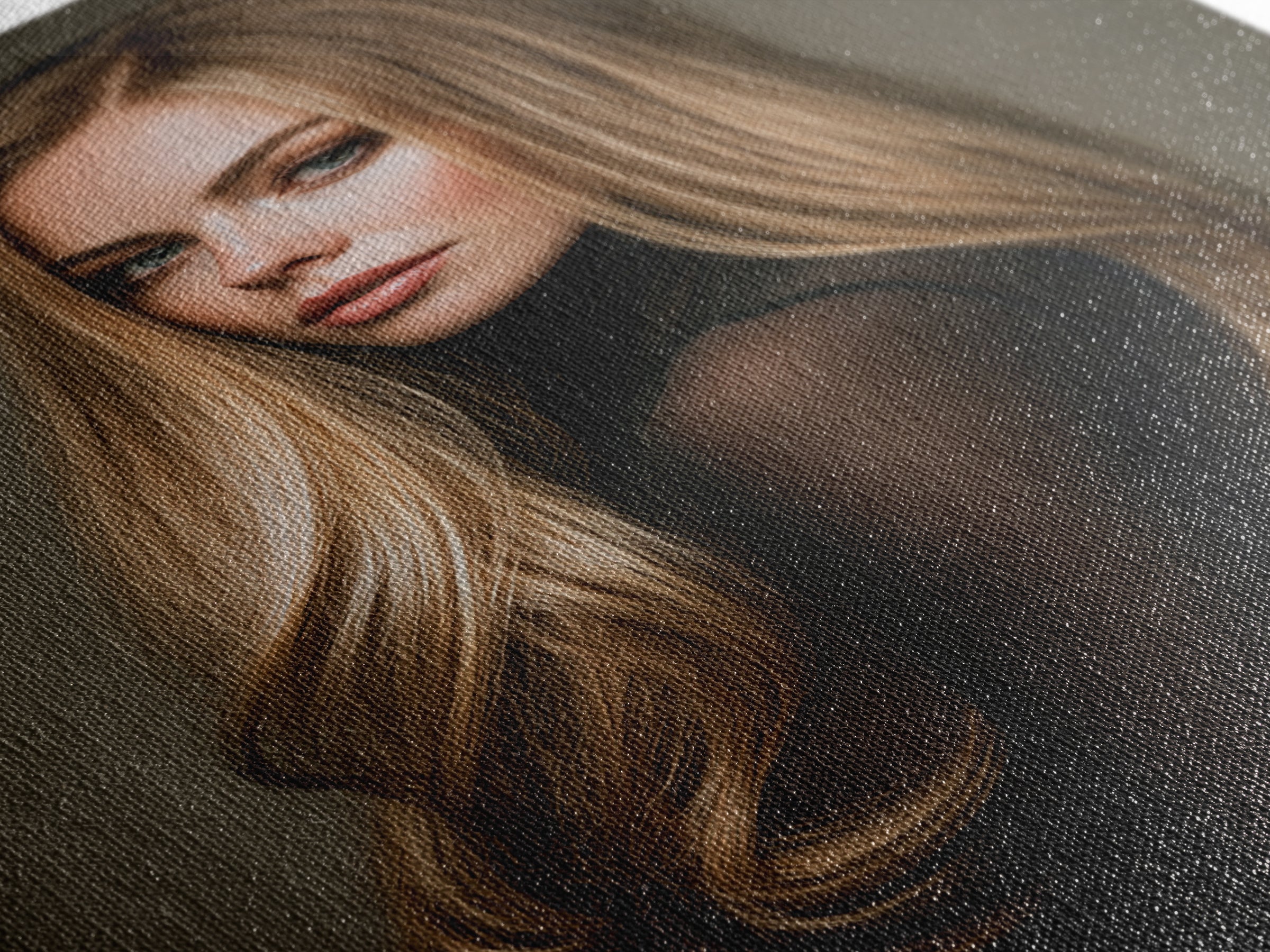 Fashion Portrait with Flowing Glossy Hair Canvas Print, Hair Salon Art, Art, Living Room Decor, Oil Painting, Style, HSA-2x3-9