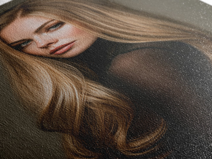Fashion Portrait with Flowing Glossy Hair Canvas Print, Hair Salon Art, Art, Living Room Decor, Oil Painting, Style, HSA-2x3-9