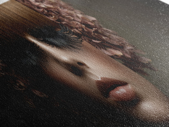 Glamour Face Portrait Canvas Print, Hair Salon Art, Hairdresser Gift, Living Room Decor, Fine Art, Style, Textured Painting, HSA-3x1-24