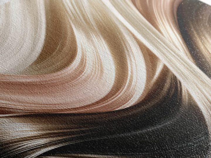 Hair Strands Turning into Abstract Ribbons Framed Canvas Print, Hair Salon Art, Black Woman Art, Living Room Decor, HSA-3x1-37