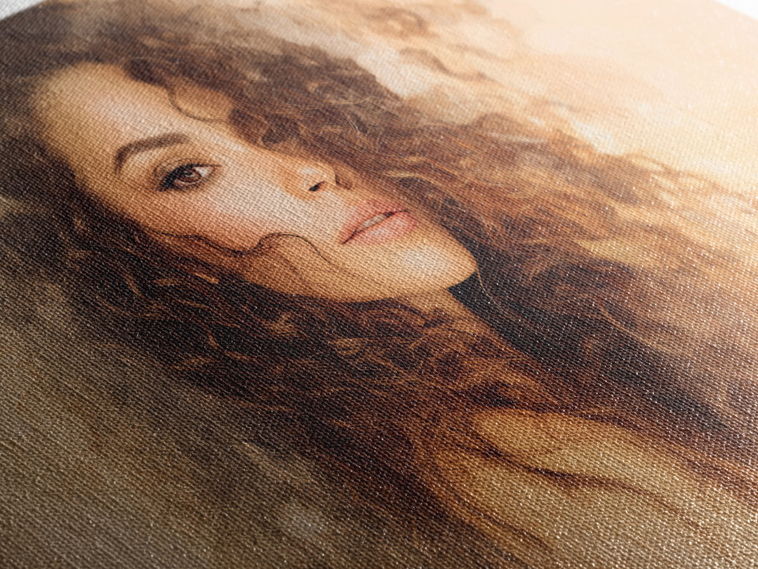 Curly Hair Portrait Canvas Print, Hair Salon Art, Textured Painting, Living Room Decor, Style, Black Art, Printable Art, HSA-3x2-67