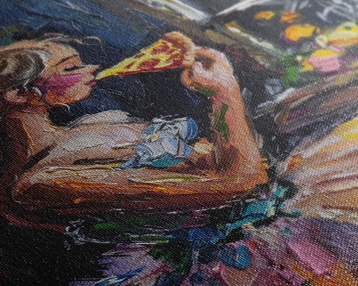Ghost Ballerina Having A Slice Of Pizza, Halloween Decor Cottage Core Mashup