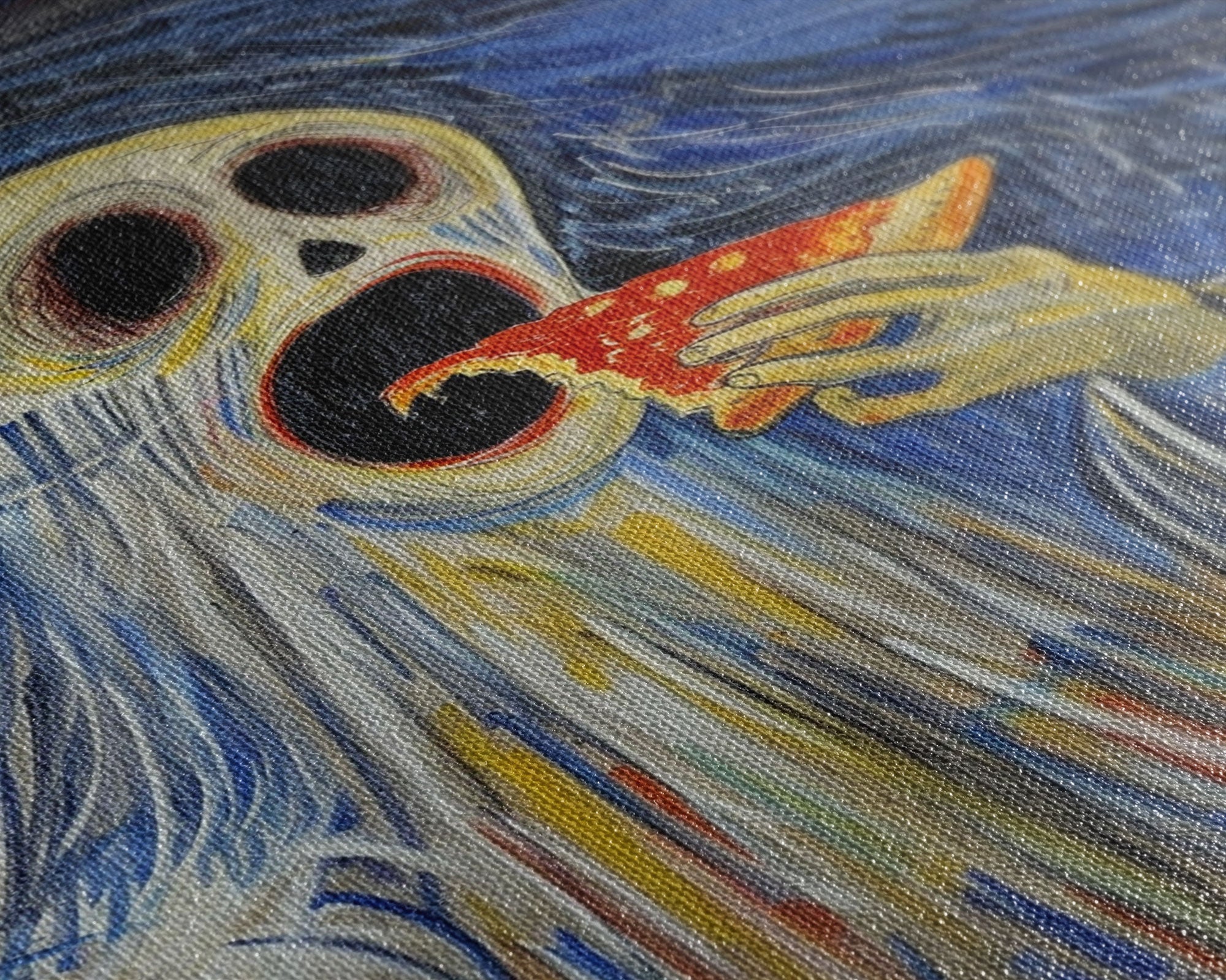 Spooky Ghost Eatin a Pizza, YUM! Funny Halloween Art