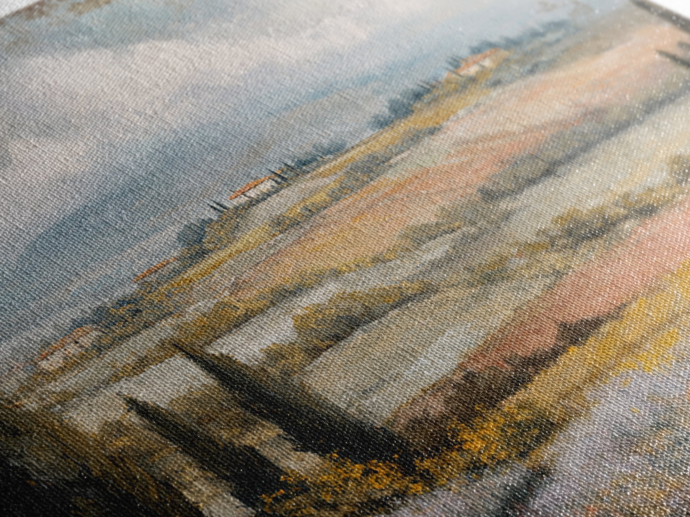 Sunset over Lavender Field Canvas Print, Impressionist Art, Landscape Wall Art, Living Room Decor, Fine Art, Impression, IMP-1x1-14