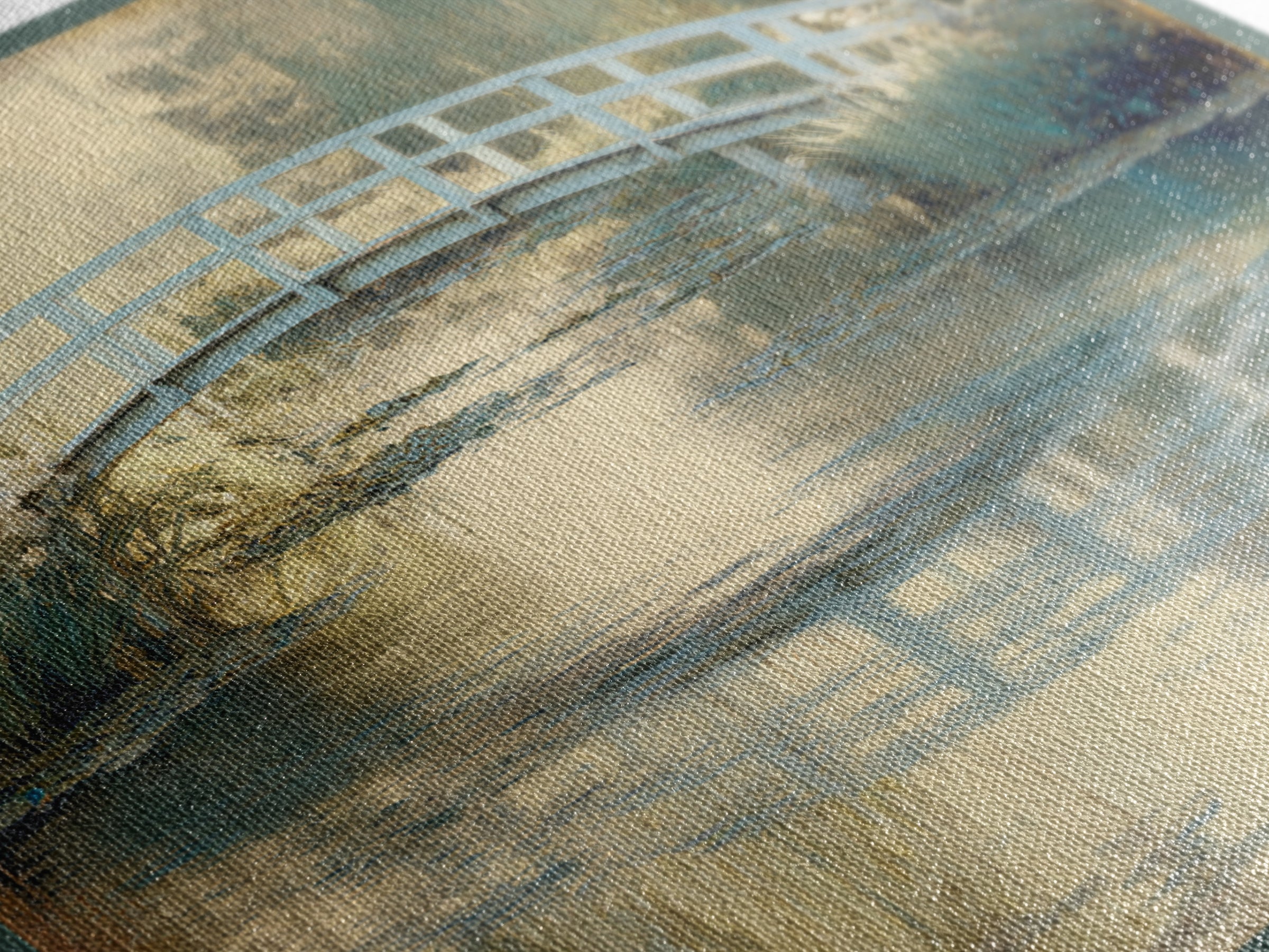Water Garden Bridge Canvas Print, Impressionist Art, Abstract Painting, Living Room Decor, Fine Art, Impression, Modern Decor, IMP-1x1-18