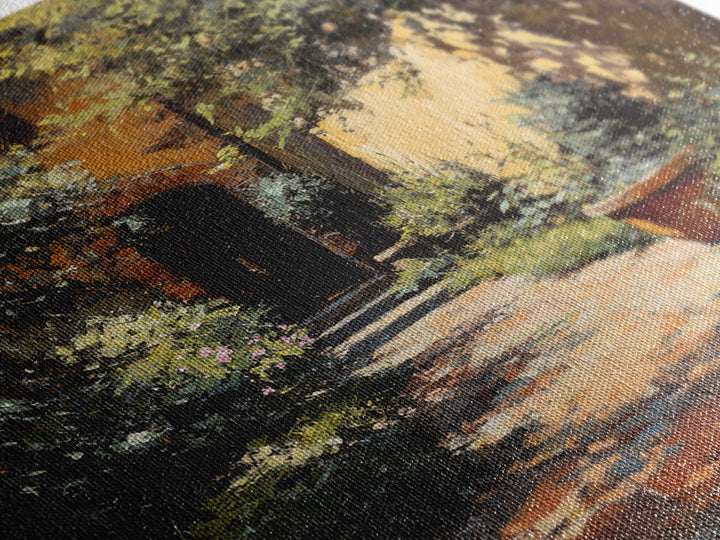 Garden Path Covered Canvas Print, Impressionist Art, Flower Print, Living Room Decor, Watercolor Art, Impression, IMP-1x1-26