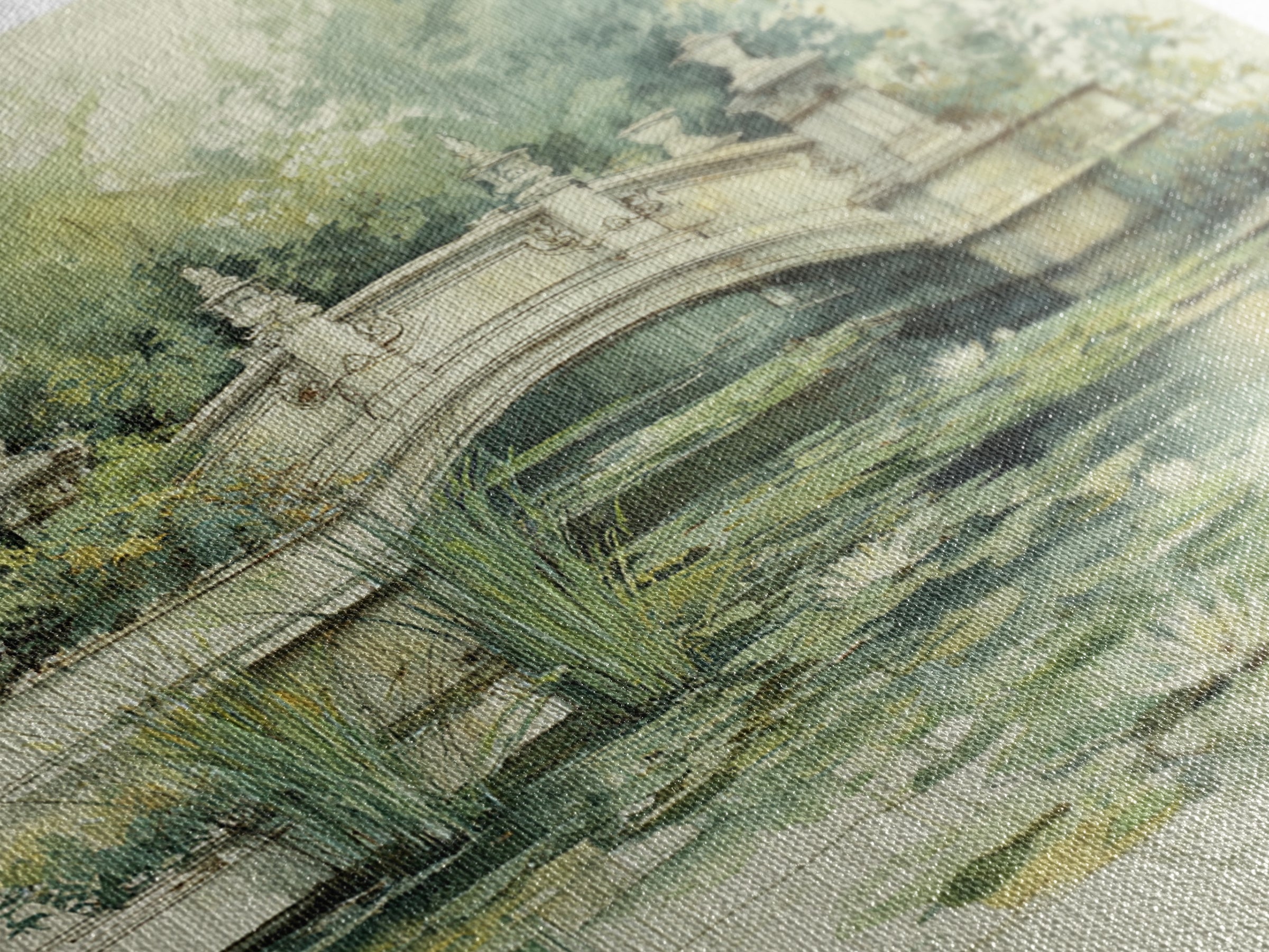 Water Garden Bridge Framed Canvas Print, Impressionist Art, Landscape Art, Living Room Decor, Fine Art, Impression, IMP-1x1-42