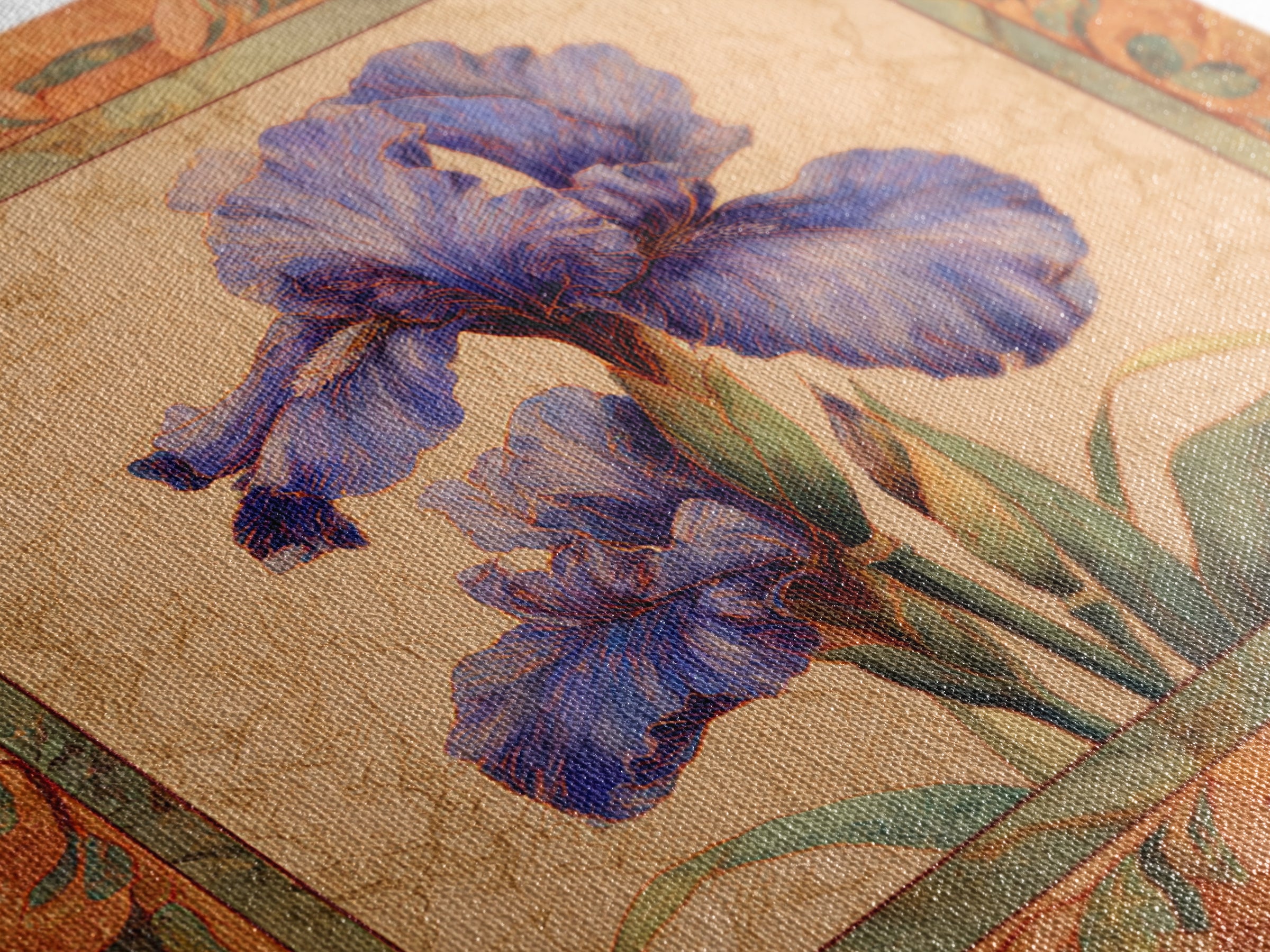 Iris Garden with Blue Violet Strokes Framed Canvas Print, Impressionist Art, Textured Wall Art, Living Room Decor, Impression, IMP-1x1-44