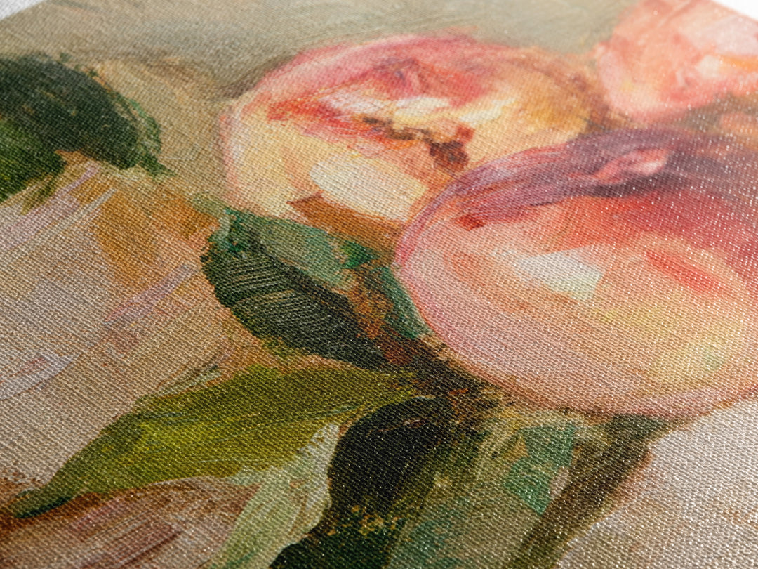 Still Life of Peaches Framed Canvas Print, Impressionist Art, Modern Wall Art, Living Room Decor, Fine Art, Impression, IMP-1x1-47