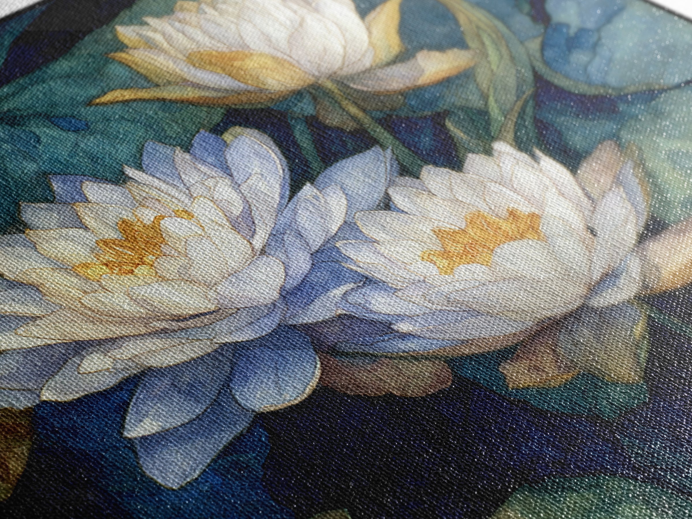 Water Lilies Floating on a Sunlit Pond Canvas Print, Impressionist Art, Room Decor, Living Room Decor, Fine Art, Impression, IMP-1x1-49