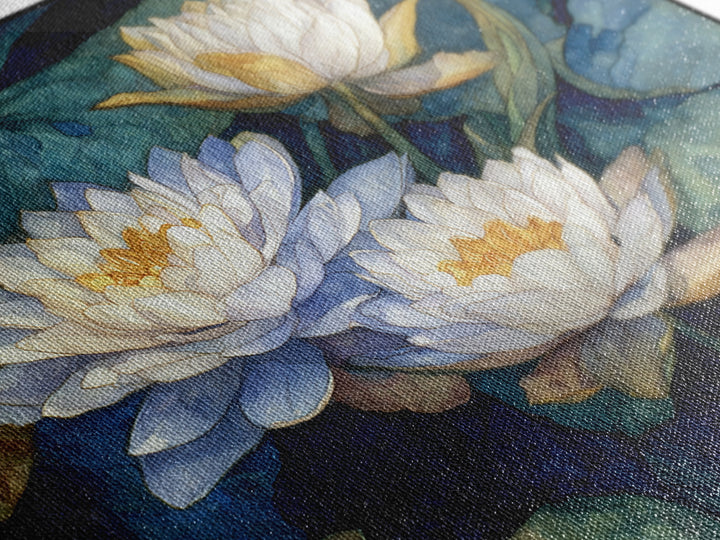 Water Lilies Floating on a Sunlit Pond Canvas Print, Impressionist Art, Room Decor, Living Room Decor, Fine Art, Impression, IMP-1x1-49