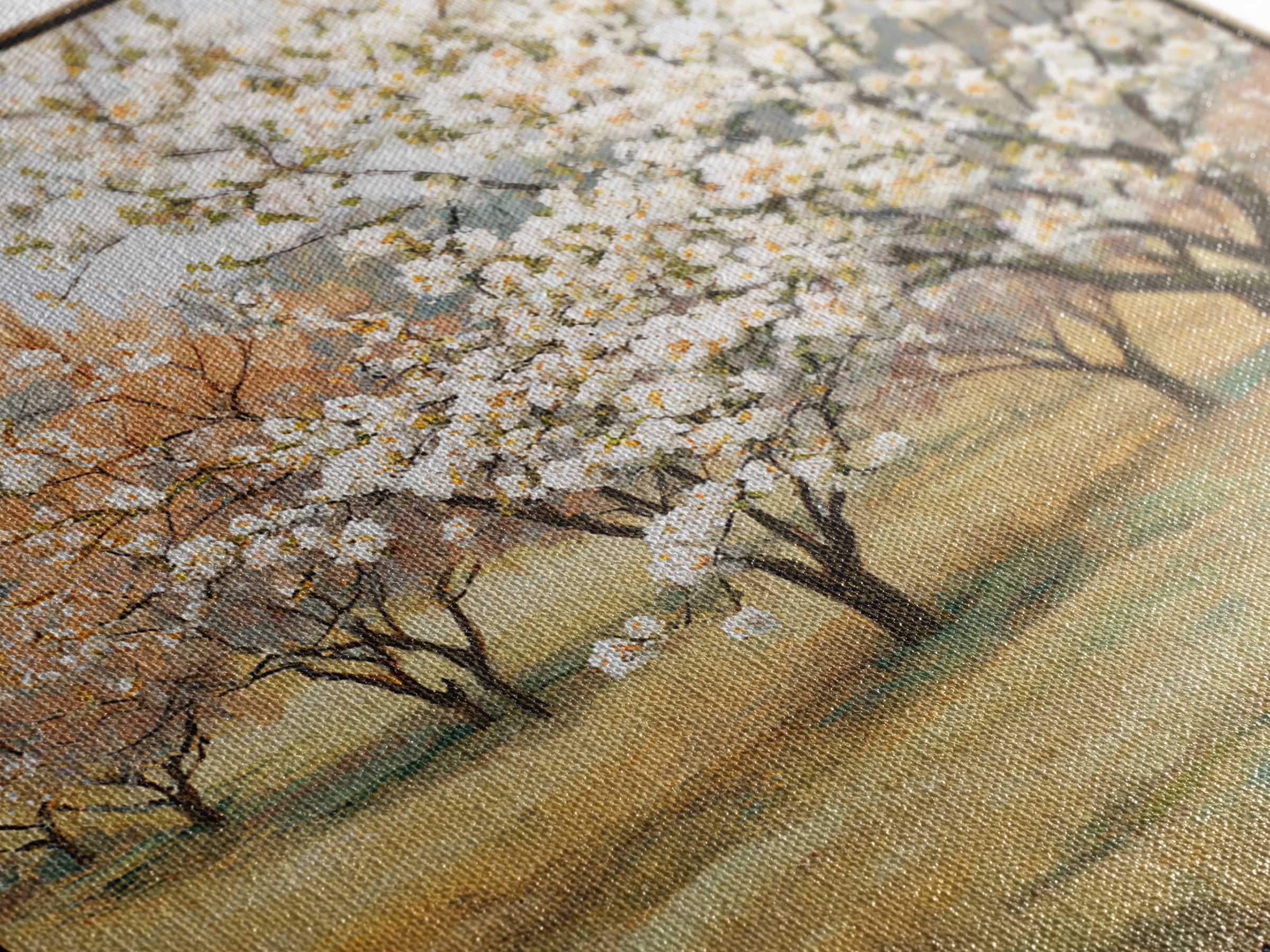Spring Orchard with Blossoming Trees Canvas Print, Impressionist Art, Living Room Art, Living Room Decor, Oil Painting, IMP-1x1-54