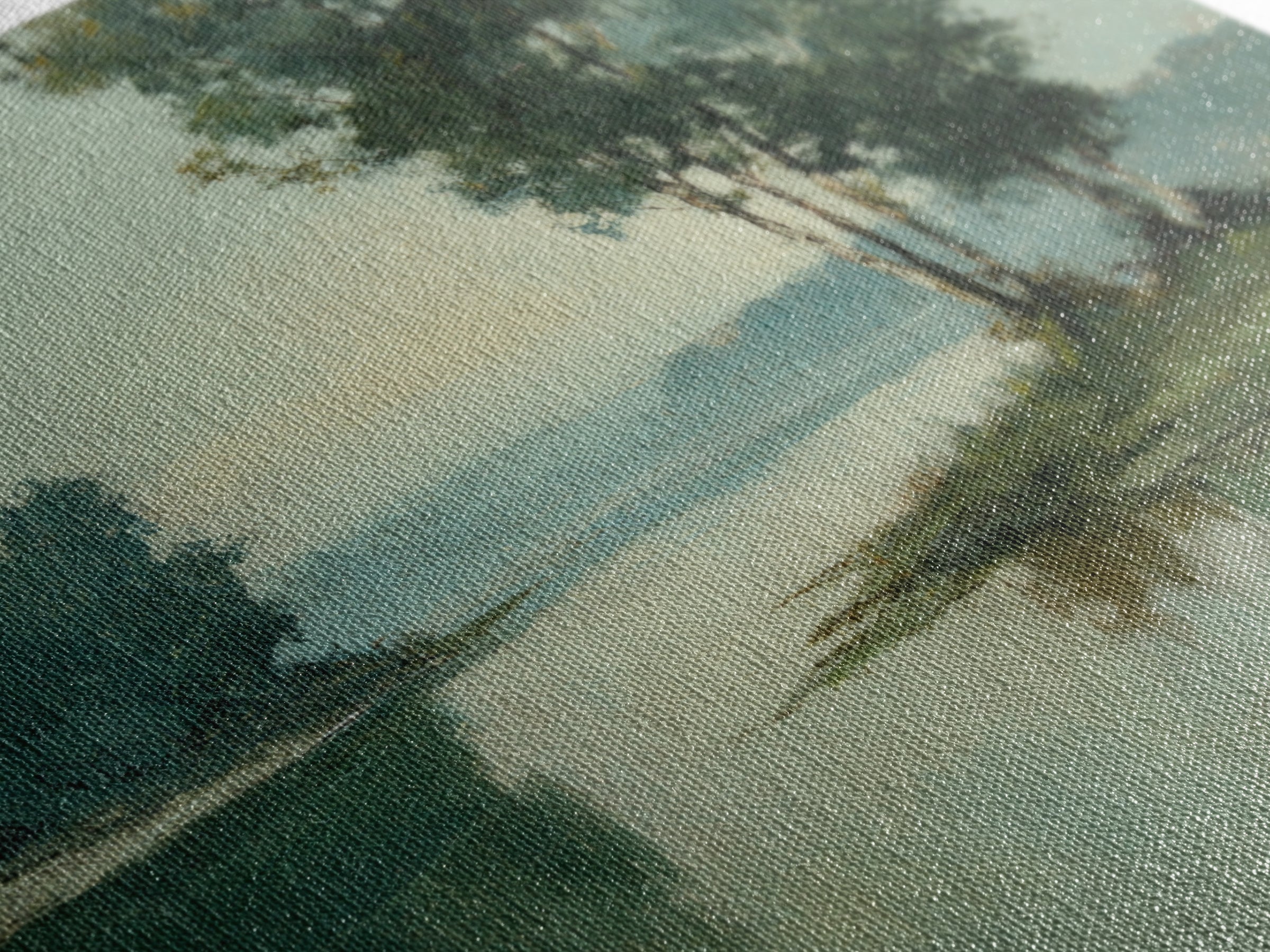 Misty Riverbank with Willow Trees Canvas Print, Impressionist Art, Gallery Decor, Living Room Decor, Fine Art, Impression, IMP-1x1-59