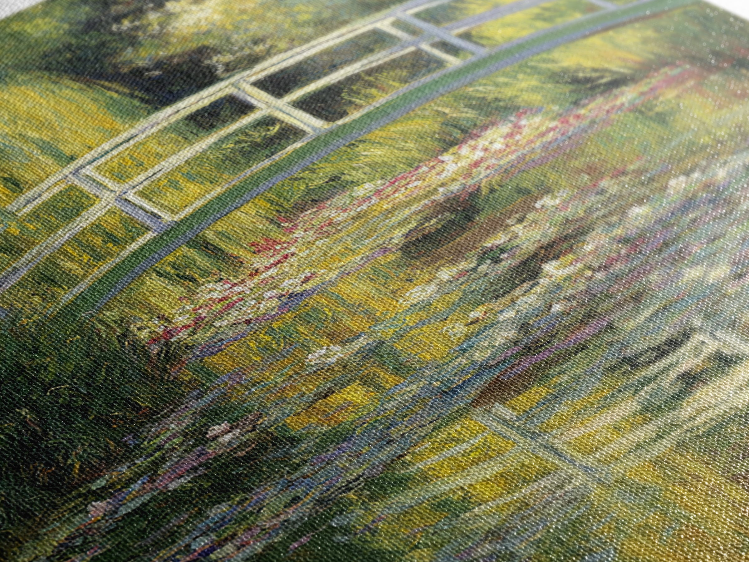 Water Garden Bridge Framed Canvas Print, Impressionist Art, Landscape Art, Living Room Decor, Fine Art, Impression, IMP-1x1-66