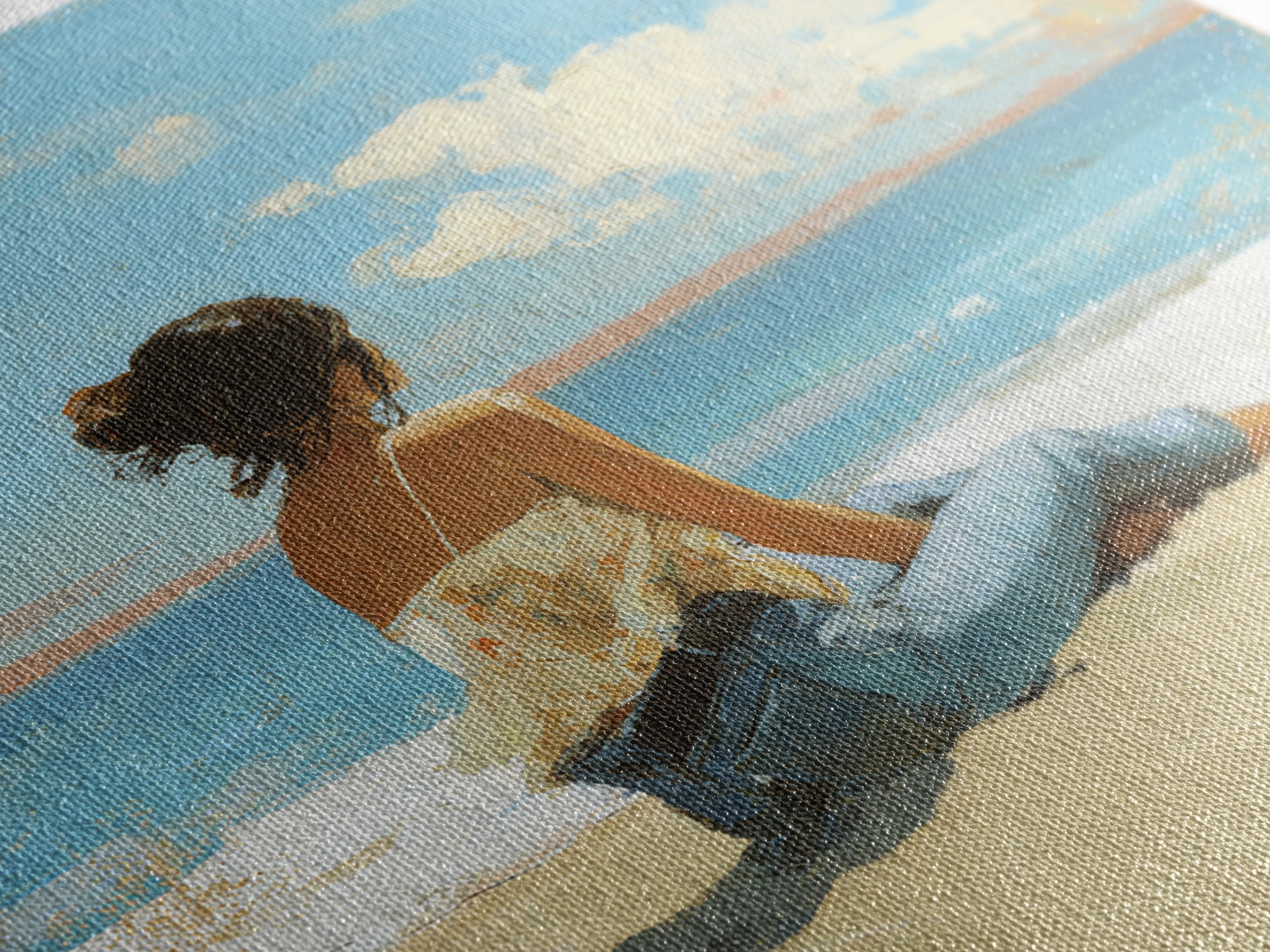 Coastal Beach Figures Framed Canvas Print, Impressionist Art, Modern Decor, Living Room Decor, Fine Art, Impression, Wall Decor, IMP-1x1-67
