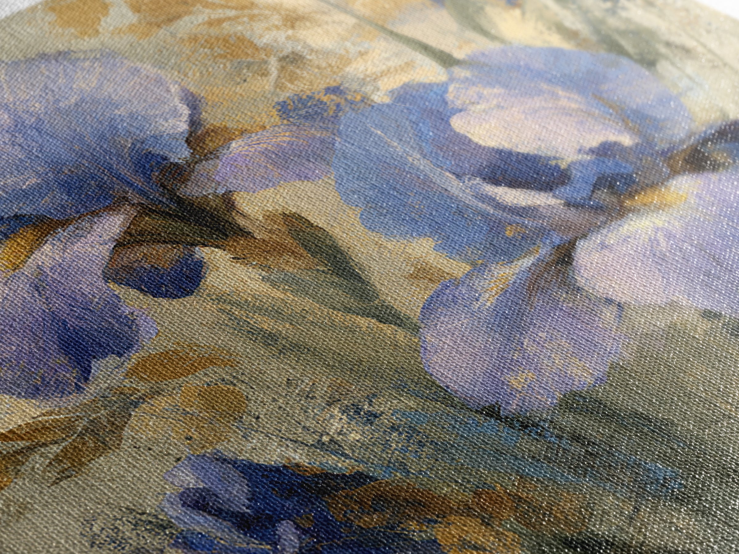 Iris Garden with Blue Violet Strokes Framed Canvas Print, Impressionist Art, Modern Art, Living Room Decor, Oil Painting, IMP-1x1-68