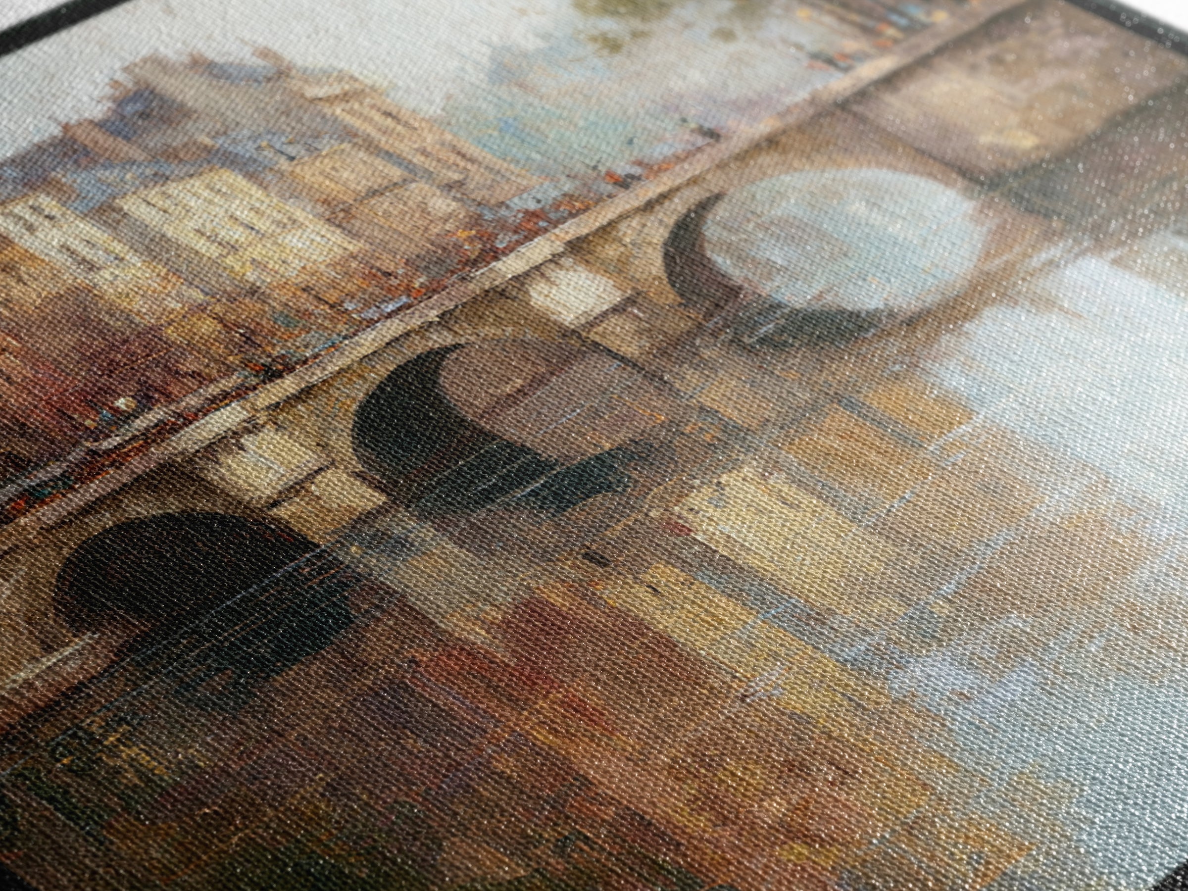 Paris Bridge Reflected Framed Canvas Print, Impressionist Art, Farmhouse Decor, Living Room Decor, Fine Art, Impression, IMP-1x1-7