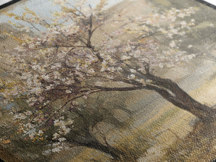 Spring Orchard with Blossoming Trees Framed Canvas Print, Impressionist Art, Statement Artwork, Living Room Decor, Impression, IMP-1x1-78