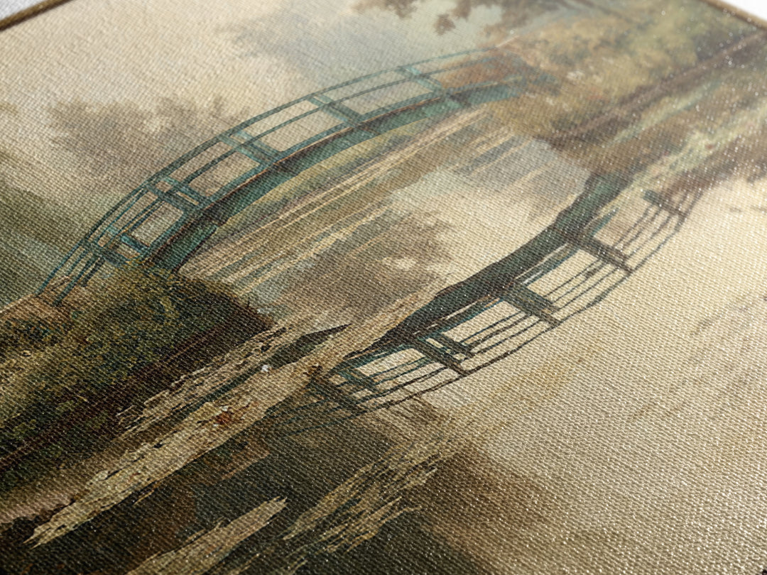 Water Garden Bridge Canvas Print, Impressionist Art, Neutral Decor, Living Room Decor, Oil Painting, Impression, Home Decor, IMP-1x1-90