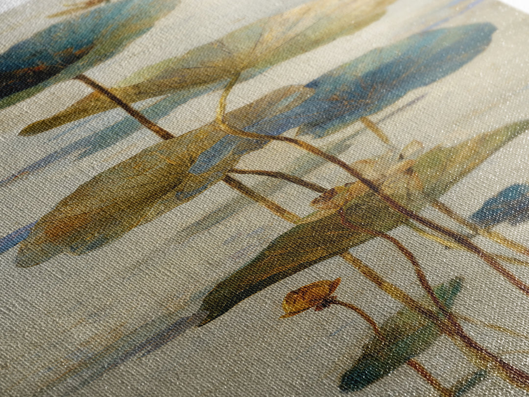 Water Lilies Floating on a Sunlit Pond Canvas Print, Impressionist Art, Minimalist Decor, Living Room Decor, Impression, IMP-1x3-13