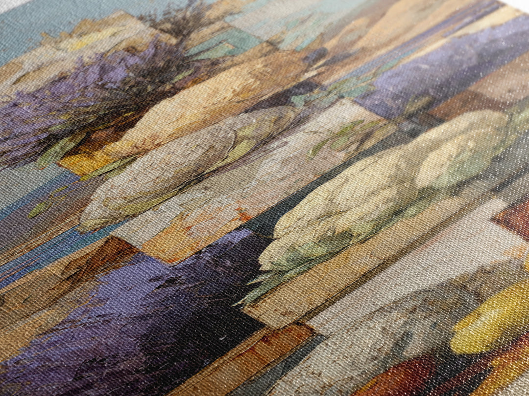 Sunset over Lavender Field Canvas Print, Impressionist Art, Flower Print, Living Room Decor, Fine Art, Impression, IMP-1x3-2