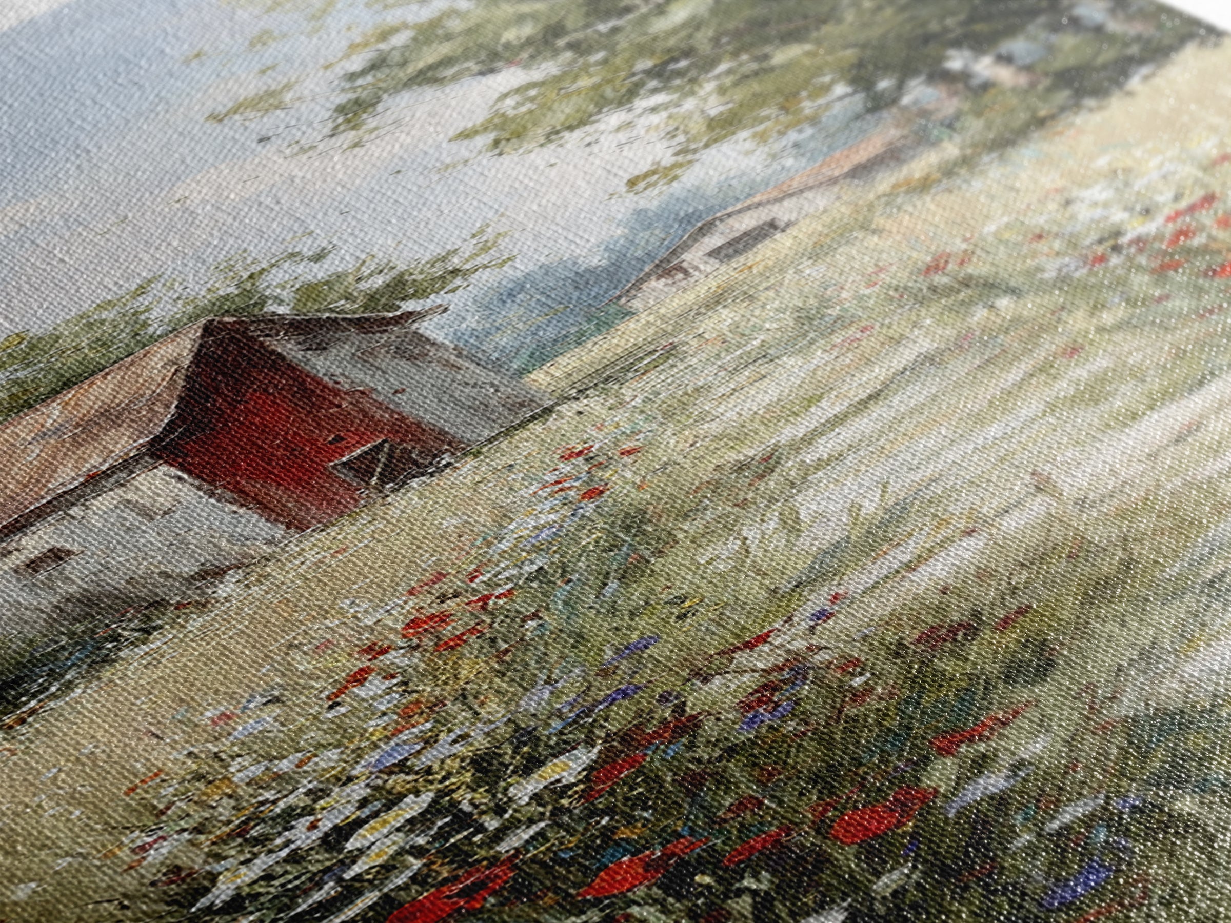 Country Lane with Flickering Sunlight Canvas Print, Impressionist Art, Floral Print, Living Room Decor, Impression, IMP-1x3-34