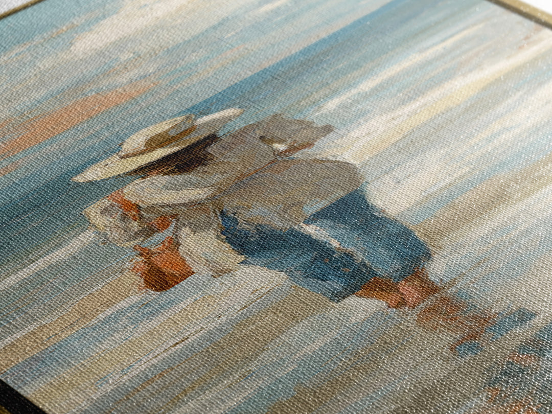 Coastal Beach Figures Canvas Print, Impressionist Art, Floral Wall Art, Living Room Decor, Fine Art, Impression, Fine Art Print, IMP-1x3-55