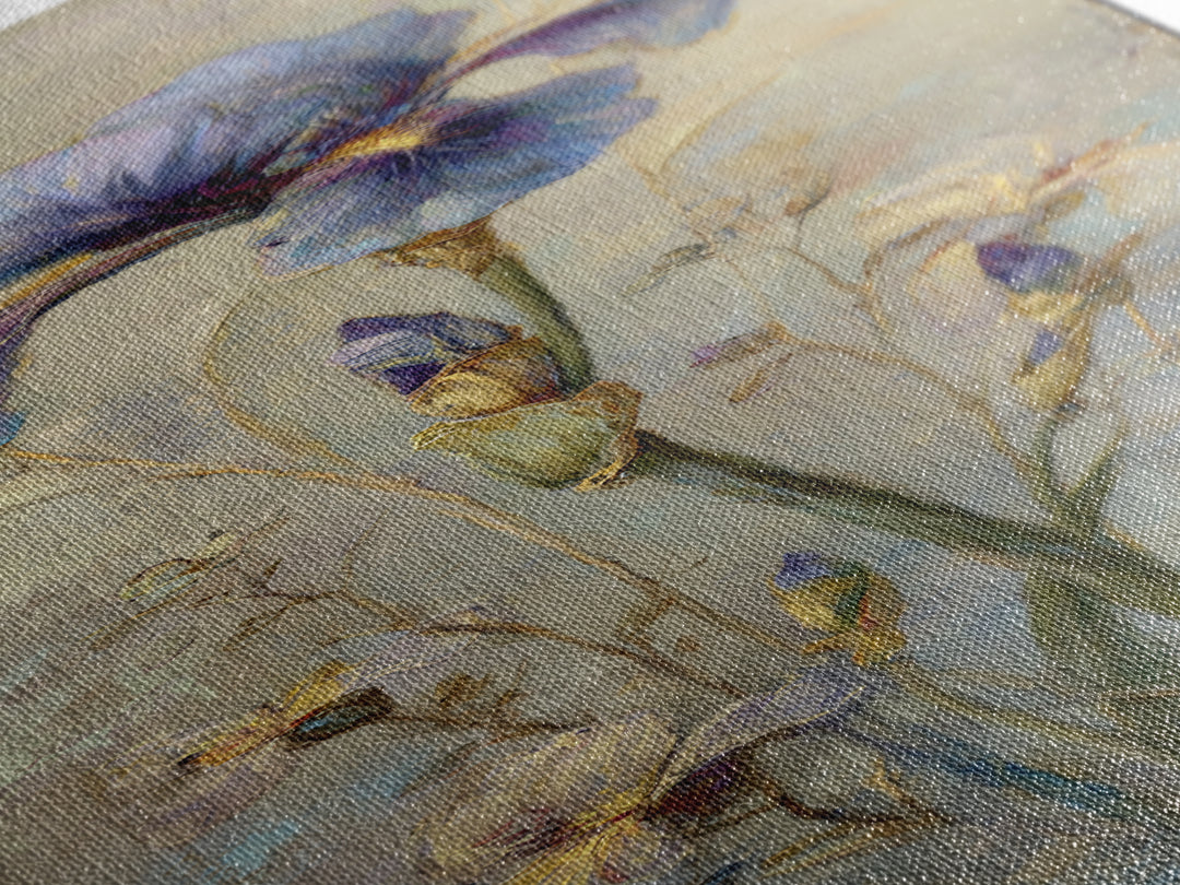 Iris Garden with Blue Violet Strokes Canvas Print, Impressionist Art, Modern Wall Art, Living Room Decor, Fine Art, Impression, IMP-1x3-56