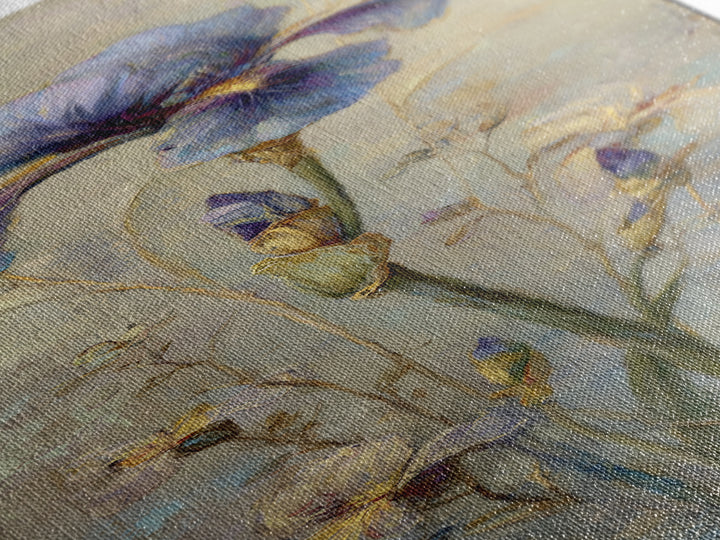 Iris Garden with Blue Violet Strokes Canvas Print, Impressionist Art, Modern Wall Art, Living Room Decor, Fine Art, Impression, IMP-1x3-56