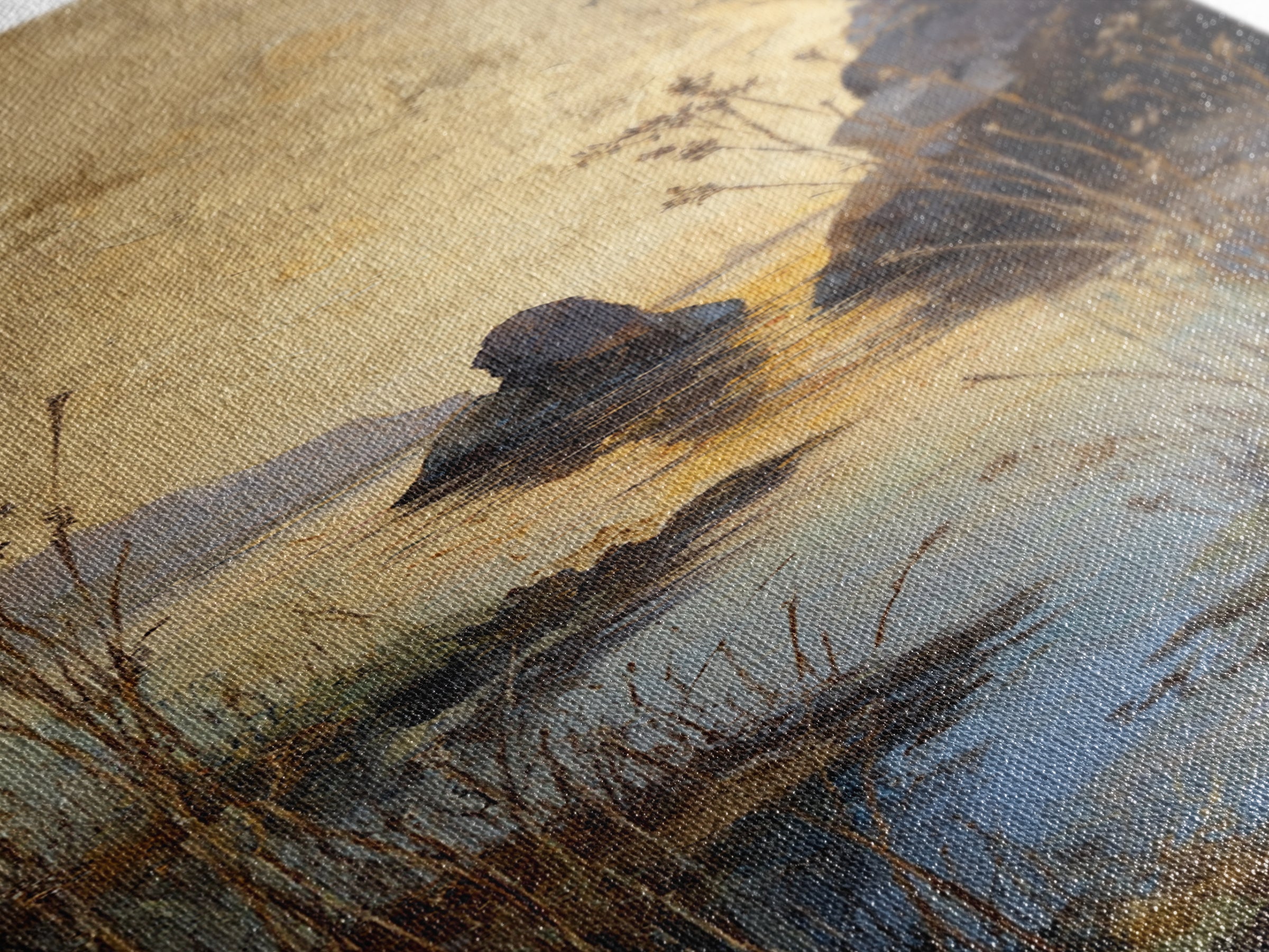 Haystacks Glowing at Golden Hour Canvas Print, Impressionist Art, Gallery Wall Art, Living Room Decor, Fine Art, Impression, IMP-1x3-88