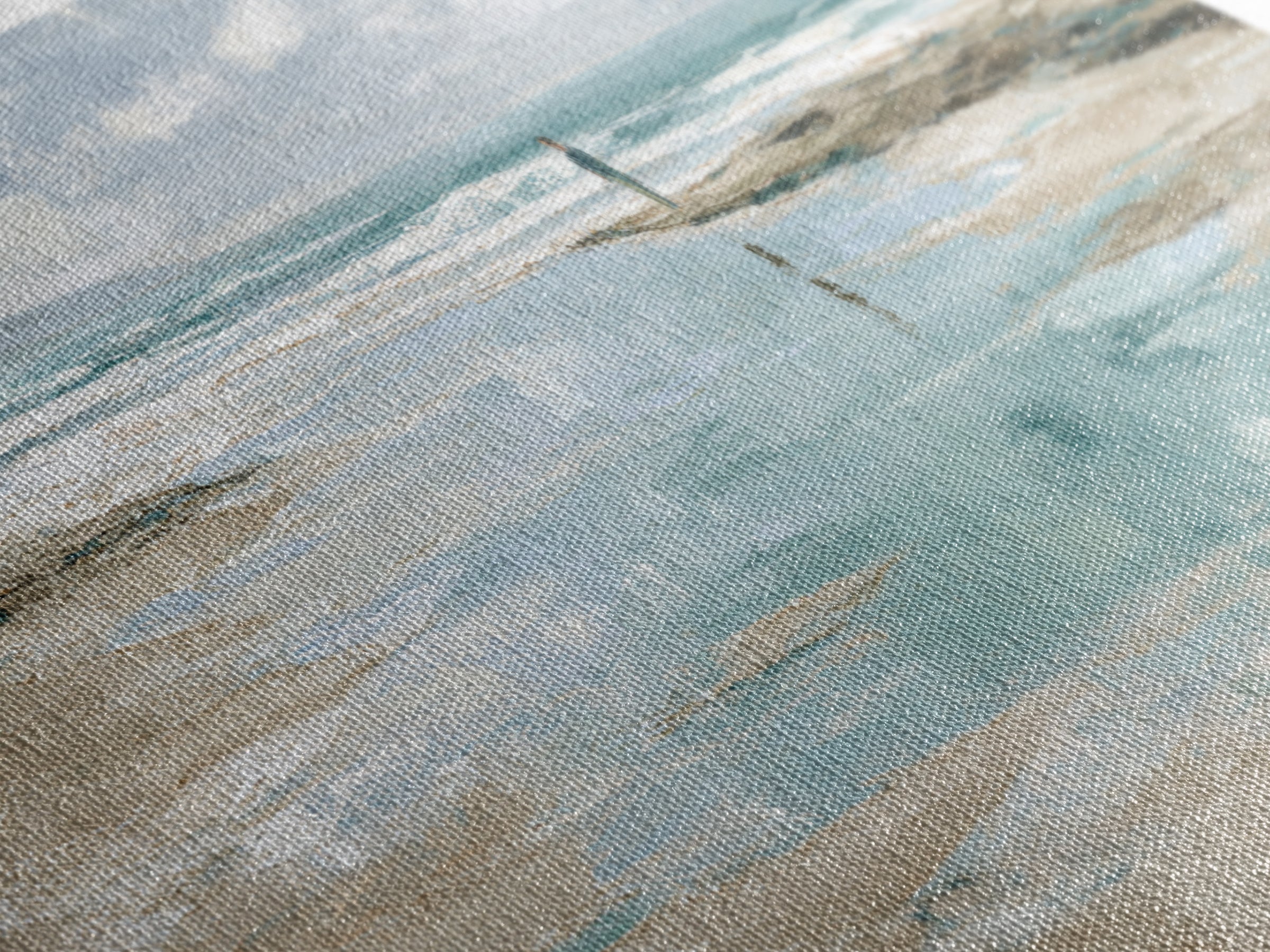 Coastal Beach Figures Framed Canvas Print, Impressionist Art, Home Decor, Living Room Decor, Impression, Horizontal Wall Art, IMP-2x1-15