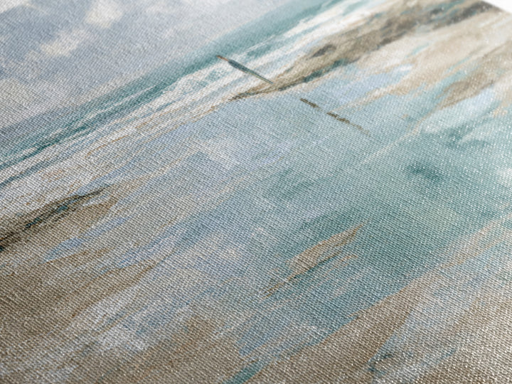 Coastal Beach Figures Framed Canvas Print, Impressionist Art, Home Decor, Living Room Decor, Impression, Horizontal Wall Art, IMP-2x1-15