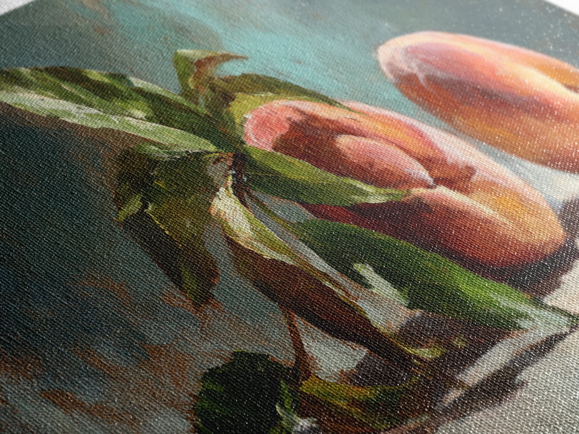 Still Life of Peaches Framed Canvas Print, Impressionist Art, Flower Print, Living Room Decor, Fine Art, Impression, IMP-2x1-19