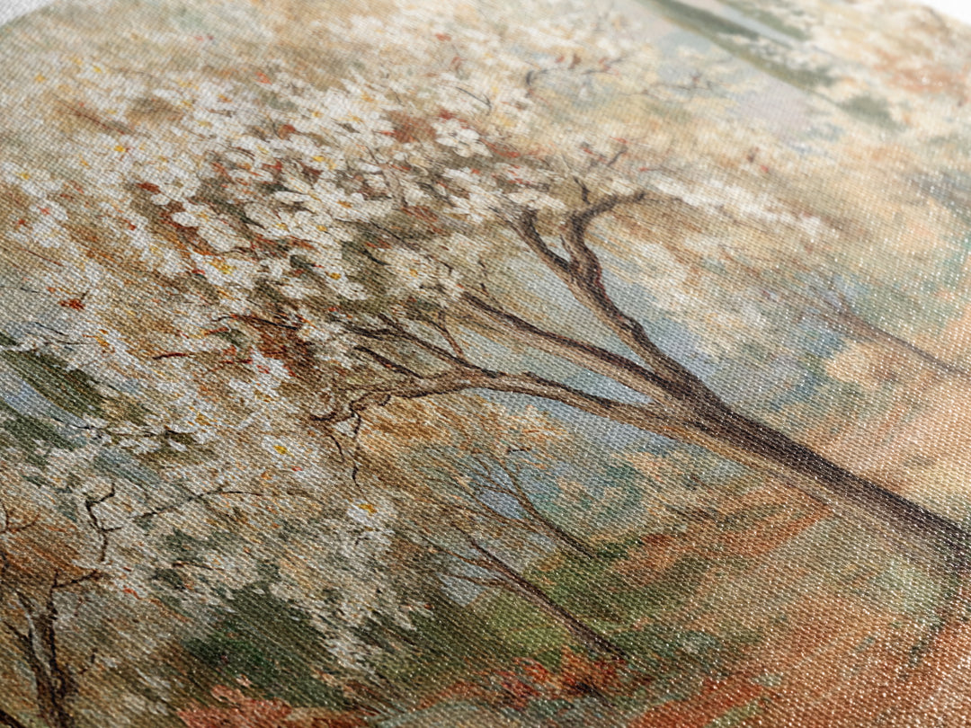Spring Orchard with Blossoming Trees Canvas Print, Impressionist Art, Living Room Decor, Abstract Art, Impression, IMP-2x1-26