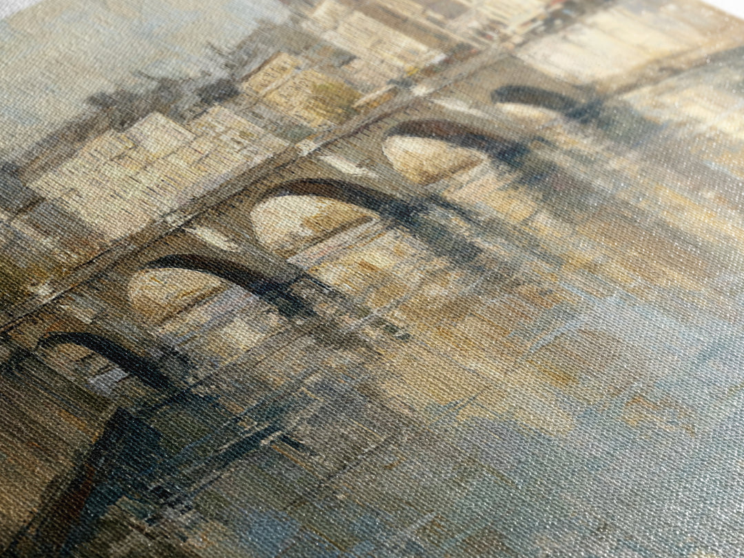 Paris Bridge Reflected Framed Canvas Print, Impressionist Art, Farmhouse Decor, Living Room Decor, Fine Art, Impression, IMP-2x1-3