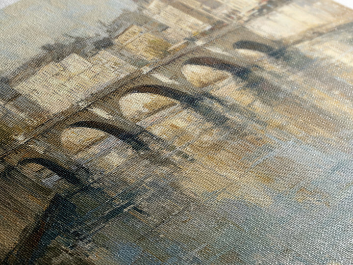 Paris Bridge Reflected Framed Canvas Print, Impressionist Art, Farmhouse Decor, Living Room Decor, Fine Art, Impression, IMP-2x1-3